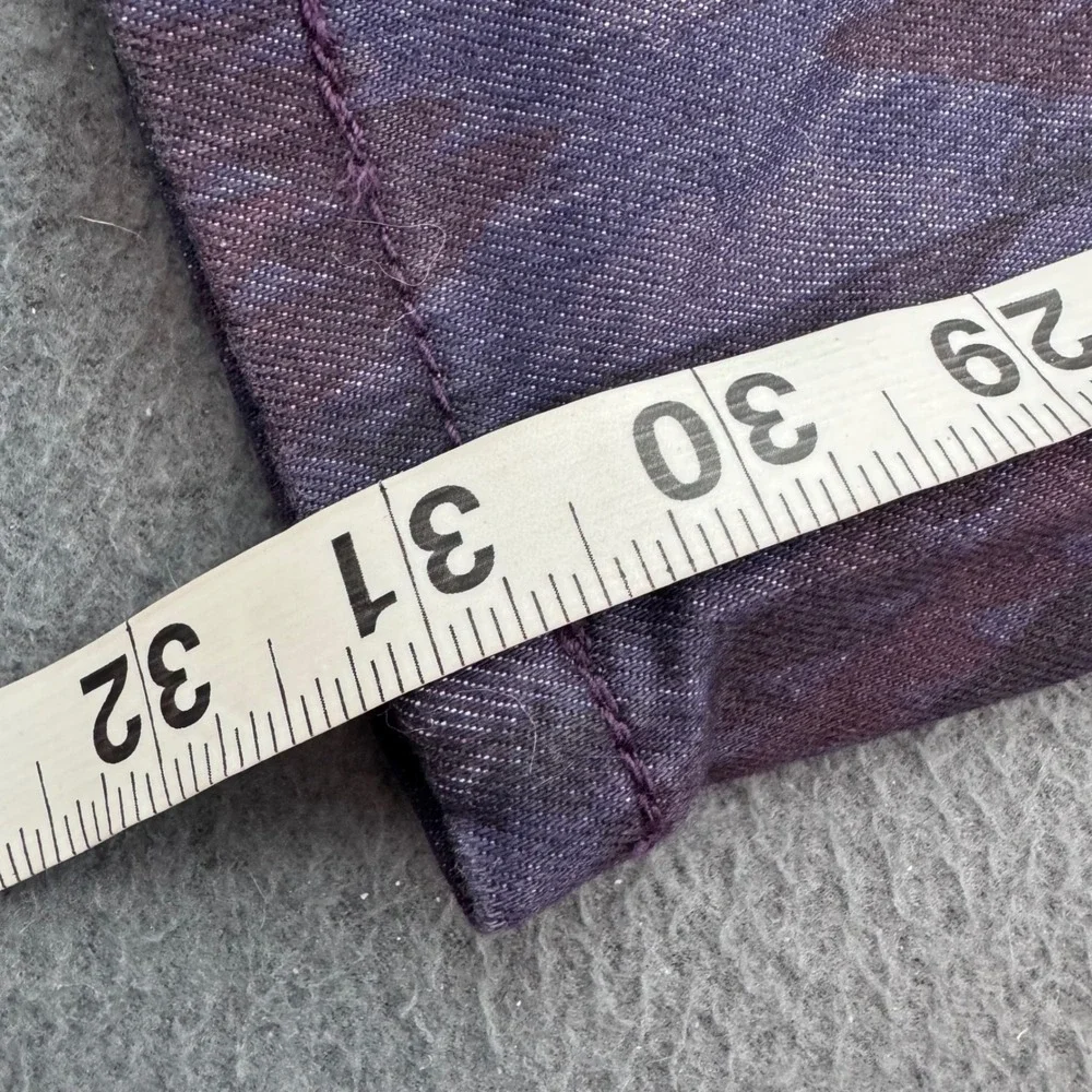 Free People Jeans Women 27 Purple Geometric Ikat Pattern Skinny Slim Boho Indigo